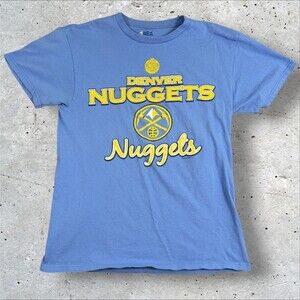 Denver Nuggets Shirt Mens Medium Blue NBA Basketball Graphic Tee 90s Y2K